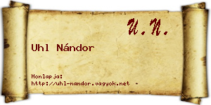 Uhl Nándor névjegykártya